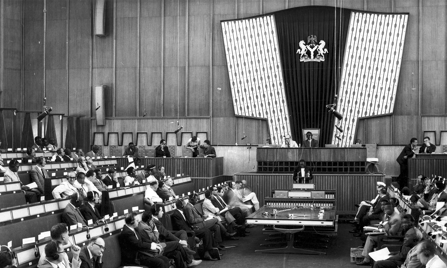 1a Conferenza regionale OIL in Africa presso Lagos (Nigeria), Delegati durante la conferenza, Archivi storici OIL, 1960.