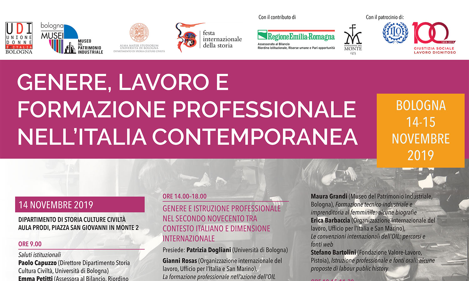 Convegno “Genere, lavoro e formazione professionale nell’Italia contemporanea”